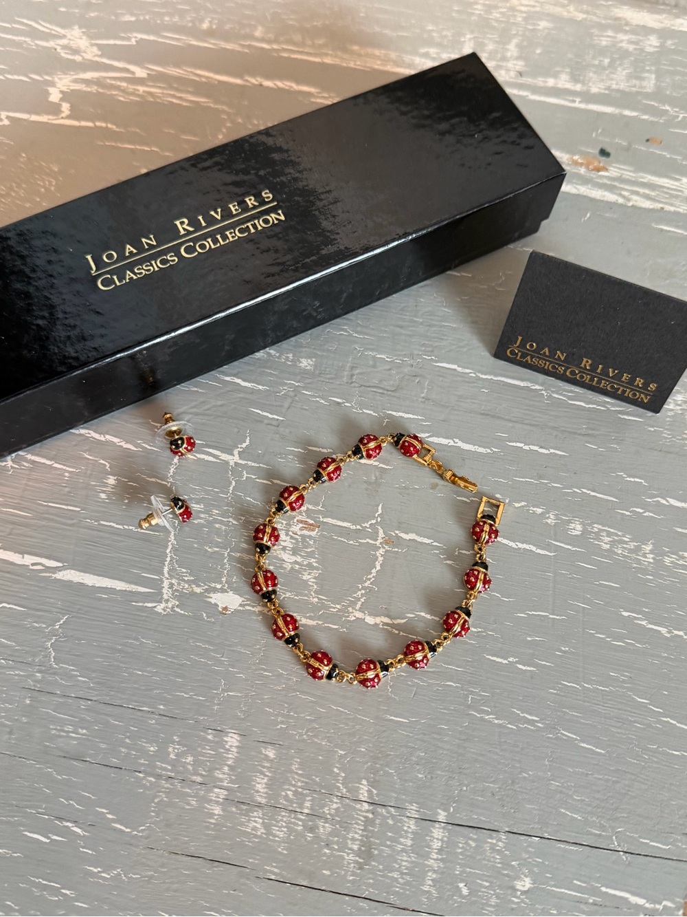 Joan Rivers Red Enamel Ladybug Bracelet with Matching Earrings - Picture 8 of 10
